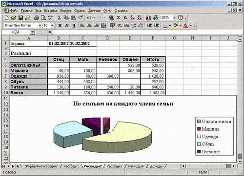 доходы и расходы семьи таблица