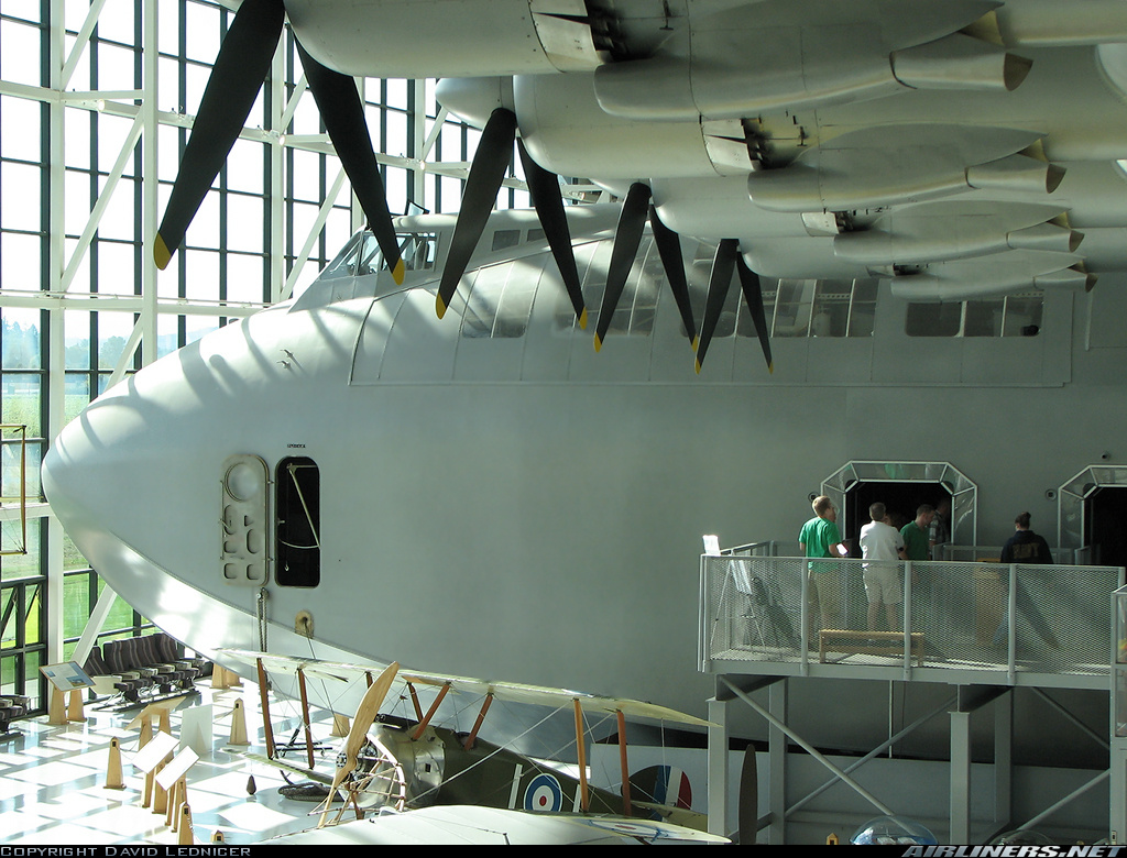 The Spruce Goose is slowly backed into the dome next to the Queen Mary.<br /><br />Port of Long Beach