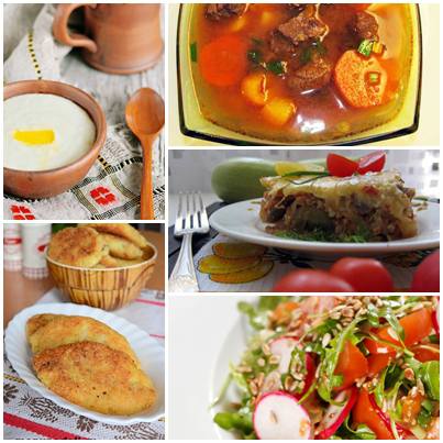 манная каша с изюмом суп гуляш картофельные зразы с грибами рататуй с рисом и овощами салат с рукколой и редисом
