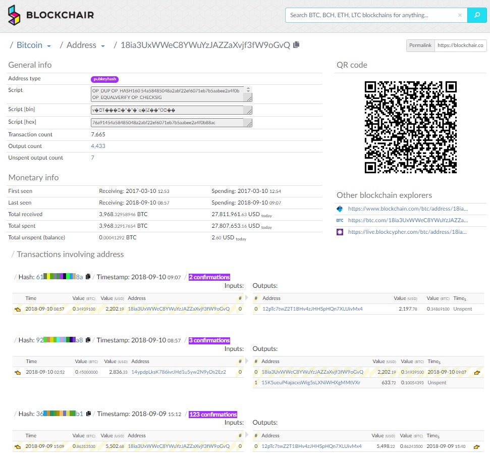 пример работы blockchair