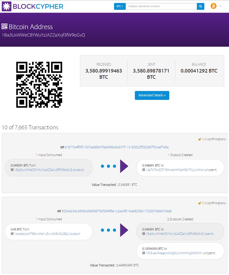 транзакции на blockcypher