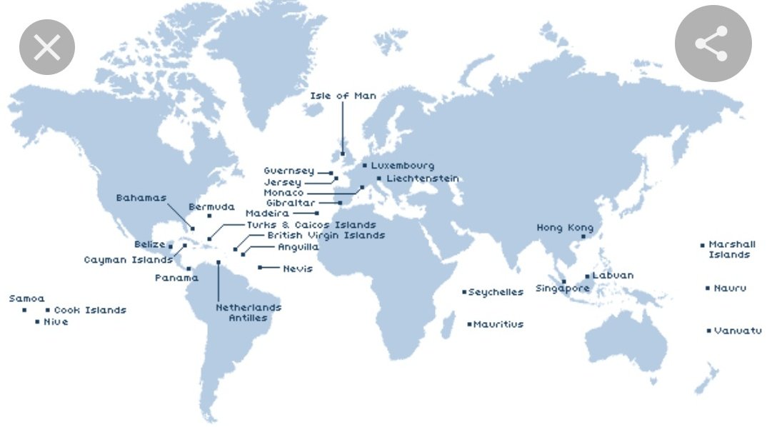 Оффшорные зоны мира карта