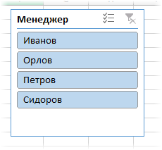 Срез Таблицы Excel