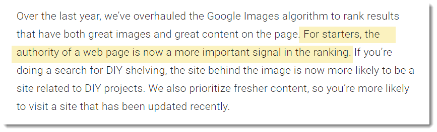 То есть Google хочет видеть в результатах поиска картинки с авторитетных ресурсов